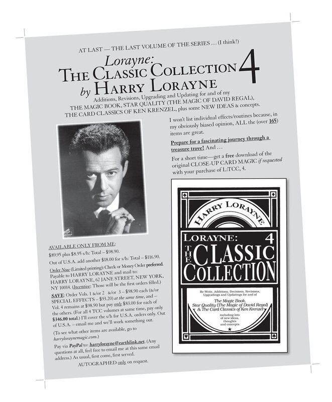 The Classic Collection 4 Harry Lorayne new. 