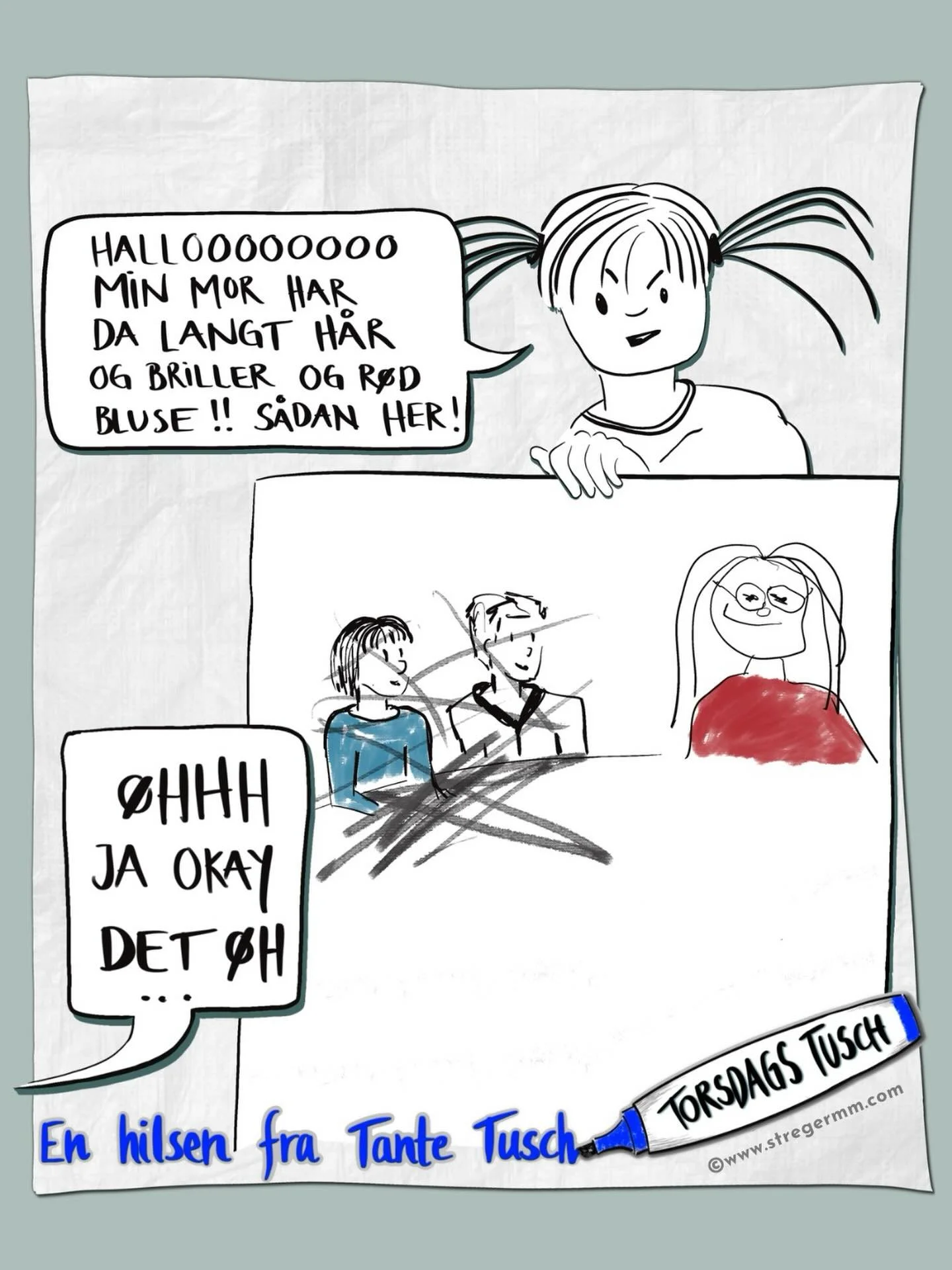 I samtaler med b&oslash;rn, kan det godt v&aelig;re en fordel, at v&aelig;re &lsquo;d&aring;rlig til at tegne&rsquo; eller &lsquo;tegne forkert&rsquo;.

Lige netop i denne samtale havde mine tegnef&aelig;rdigheder (eller mangel p&aring; samme) en meg