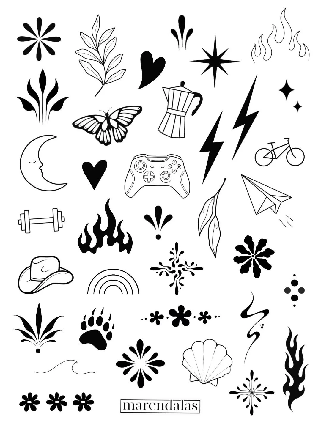My first flash sheet of 2026 🤍 All are available and I can't wait to see them on skin! 

#tattoo #tattooartist #aachentattoo #tattooaachen #flashtattoo