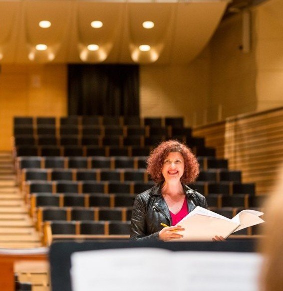 Composer Rachel J. Peters in rehearsal with Albany Symphony.