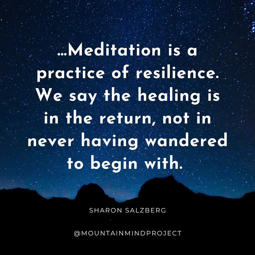 &quot;...Meditation is a practice of resilience. We say the healing is in the return, not in never having wandered to begin with.&quot; -Sharon Salzberg // Do you tell a story about yourself when your mind wanders in meditation? // Perhaps that you&r