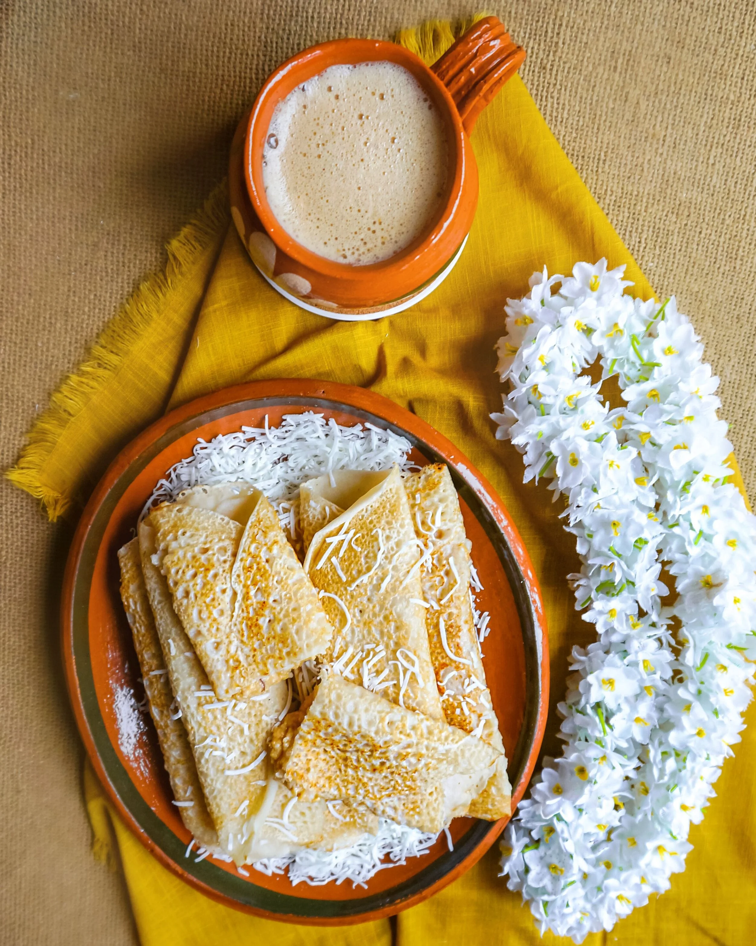 Patishapta Pitha Rice Flour Crêpes + Sweet Cheese Filling