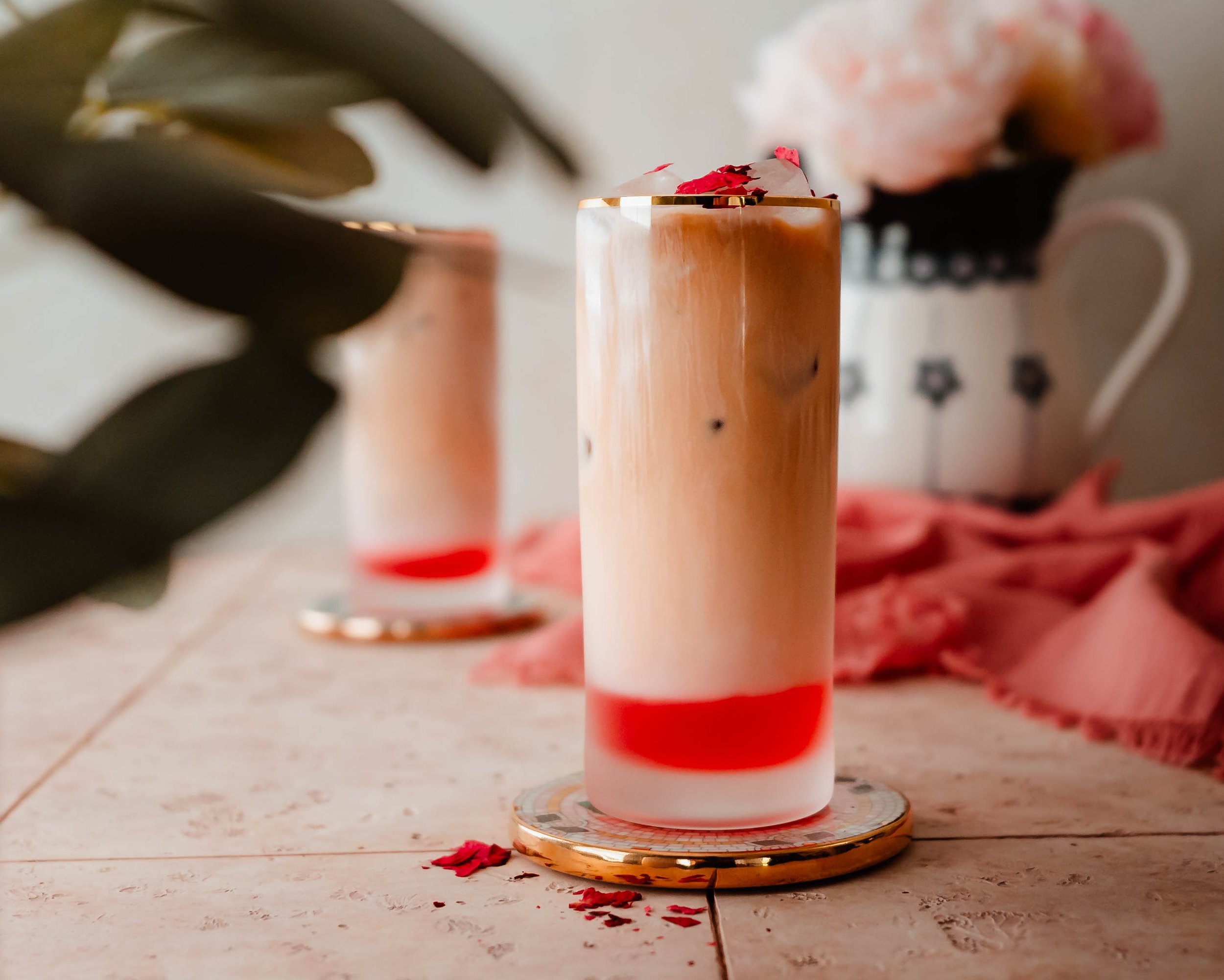 Rose Milk Tea with Homemade Rose Syrup (Rose Tea Latte) - Flavours Treat
