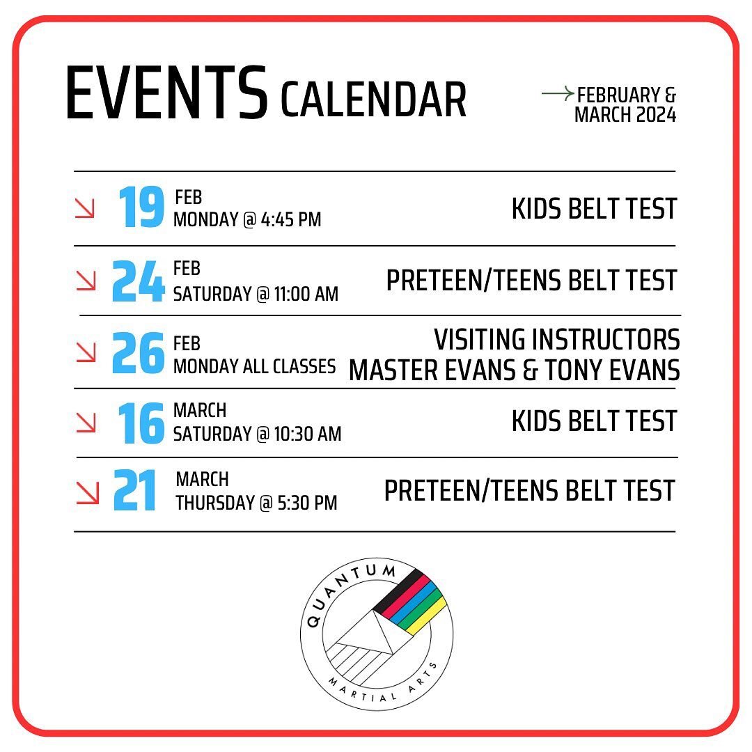 2024 is off to a fast start!  Full schedule ahead for our Kids and Preteen/Teens programs!  Including a visit from Master Evans @sahbunim and Tony Evans @busygeek11  Information on upcoming Adult test coming soon! @quantum_sf @quantum_seattle