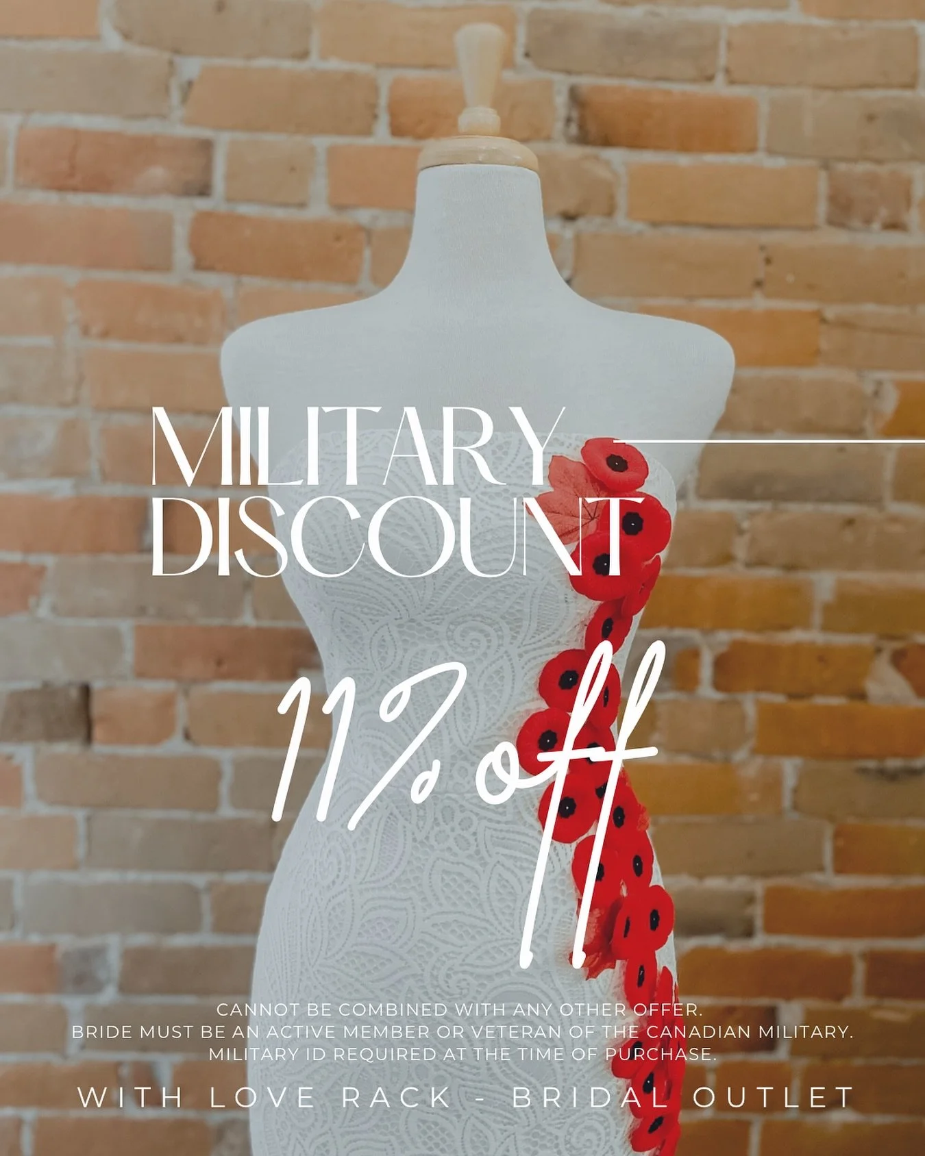 We&rsquo;re excited to share that With Love Rack - Bridal Outlet now offers a Military Discount! 
To all those who serve and have served, thank you. Come find your dream dress and enjoy a little extra love from us. 

*Cannot be combined with any othe