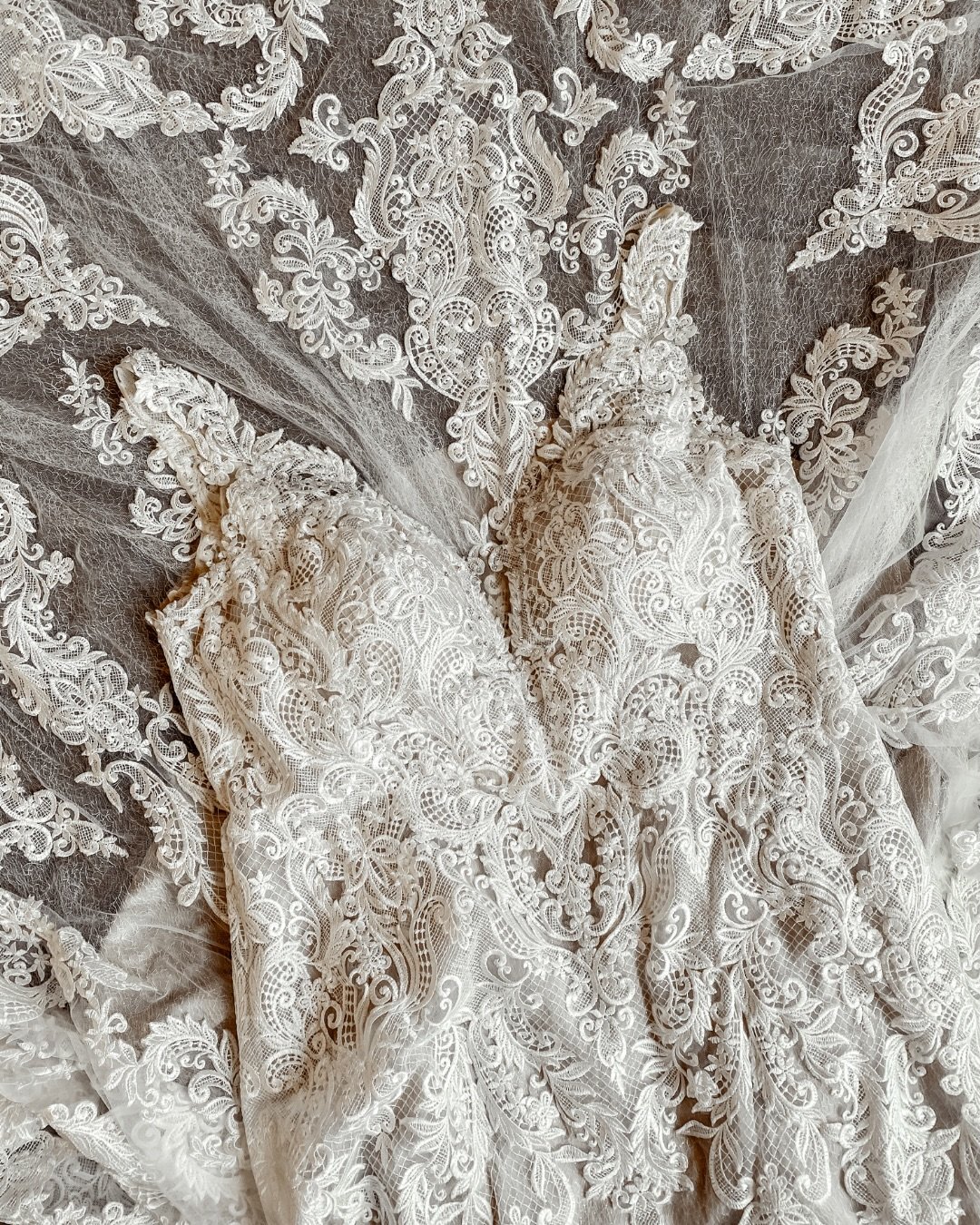 The final Texture Tuesday of 2025! We are closing out the year with Christina Wu 29381. With dainty scallop trims, a cathedral train with mesh lining and buttons down a low V-back this dress has it all! Book to see her now! 🤍✨

#YOW #weddingdresses 