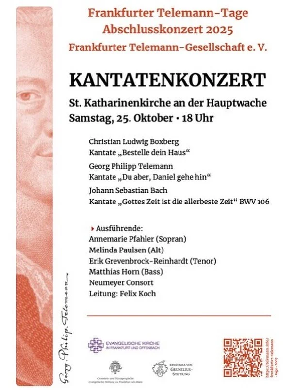 Frankfurter Telemann-Tage
Abschlusskonzert
25.10.25-18:00 
Katharinenkirche Frankfurt
#frankfurt #telemann #telemanntage #katharinenkirchefrankfurt