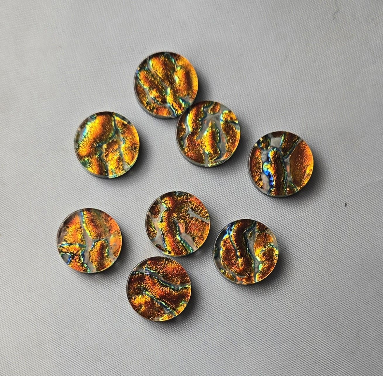 Orange Ripple 13mm Dichroic Cabachon