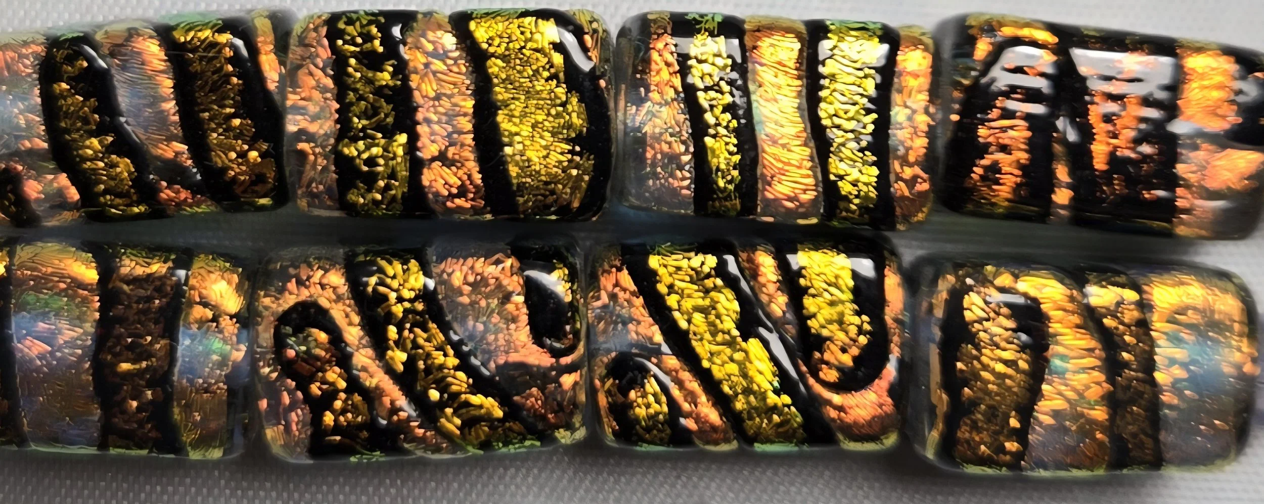 Orange Stripped Dichroic Glass Large Rectangle Beads 18mm