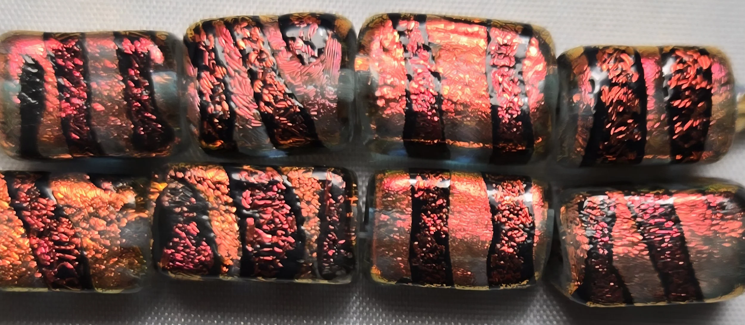 Red Dichroic Glass Rectangle Bead 18mm