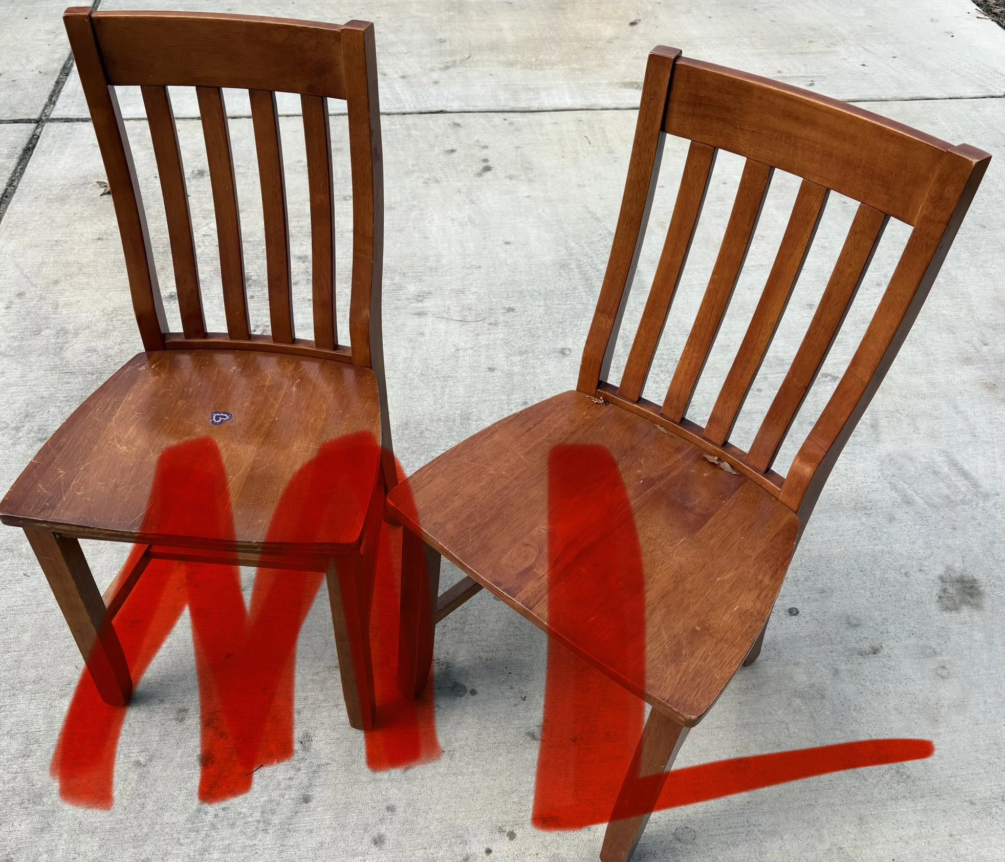 Lot ML two wood chairs