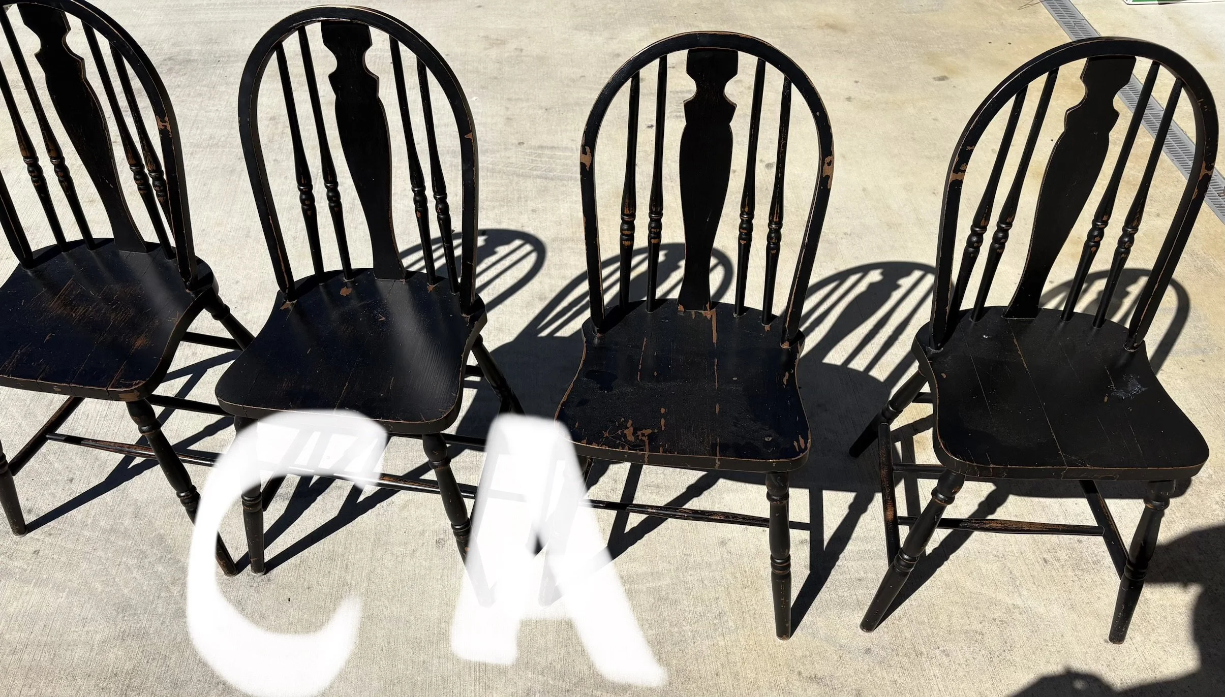 Lot CA four wood chairs