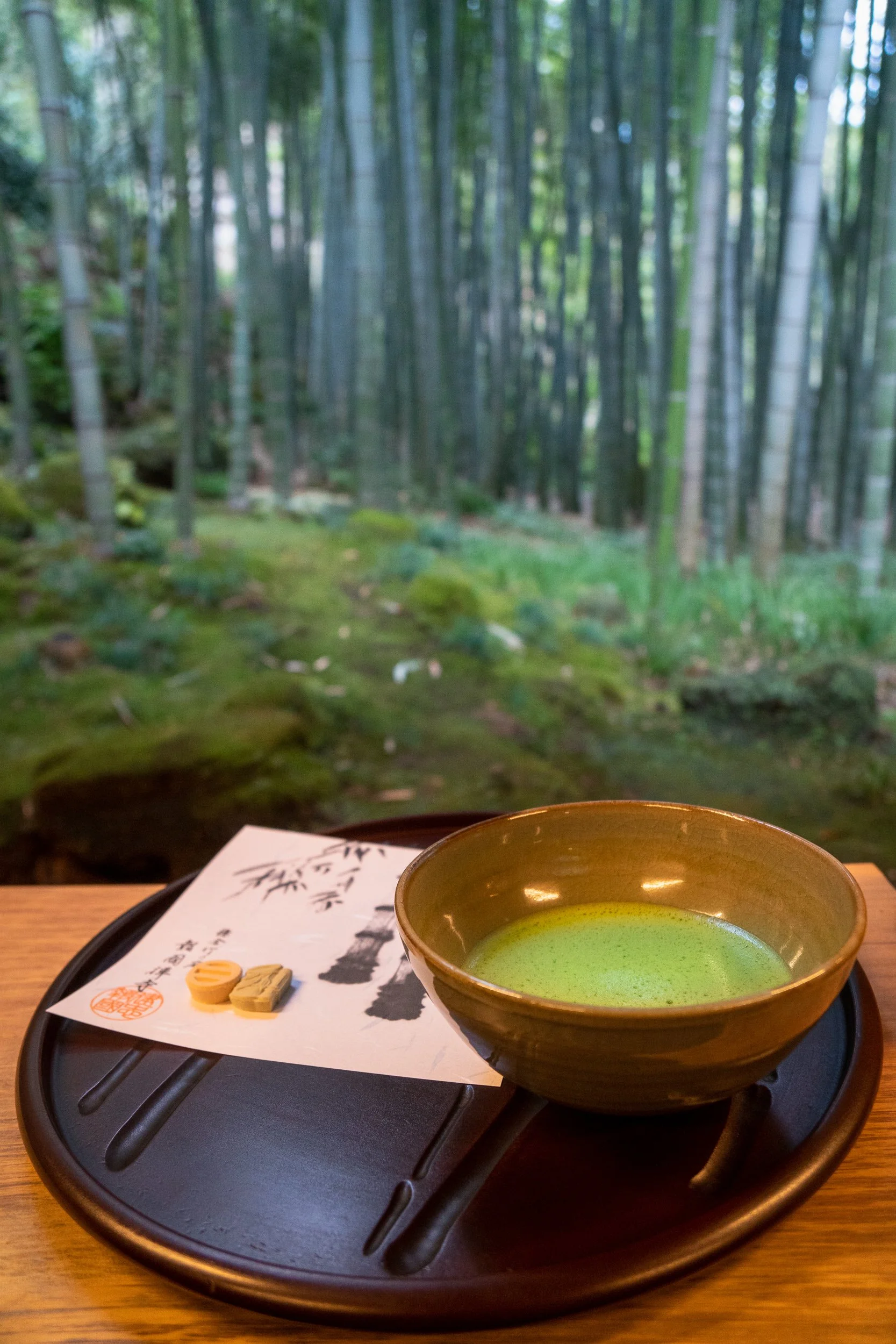 Matcha in bamboo forest, Japan
