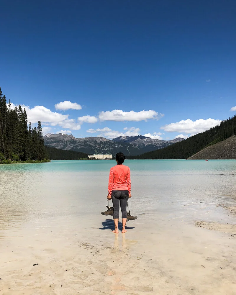 Standing on the rock flour of Lake Louise