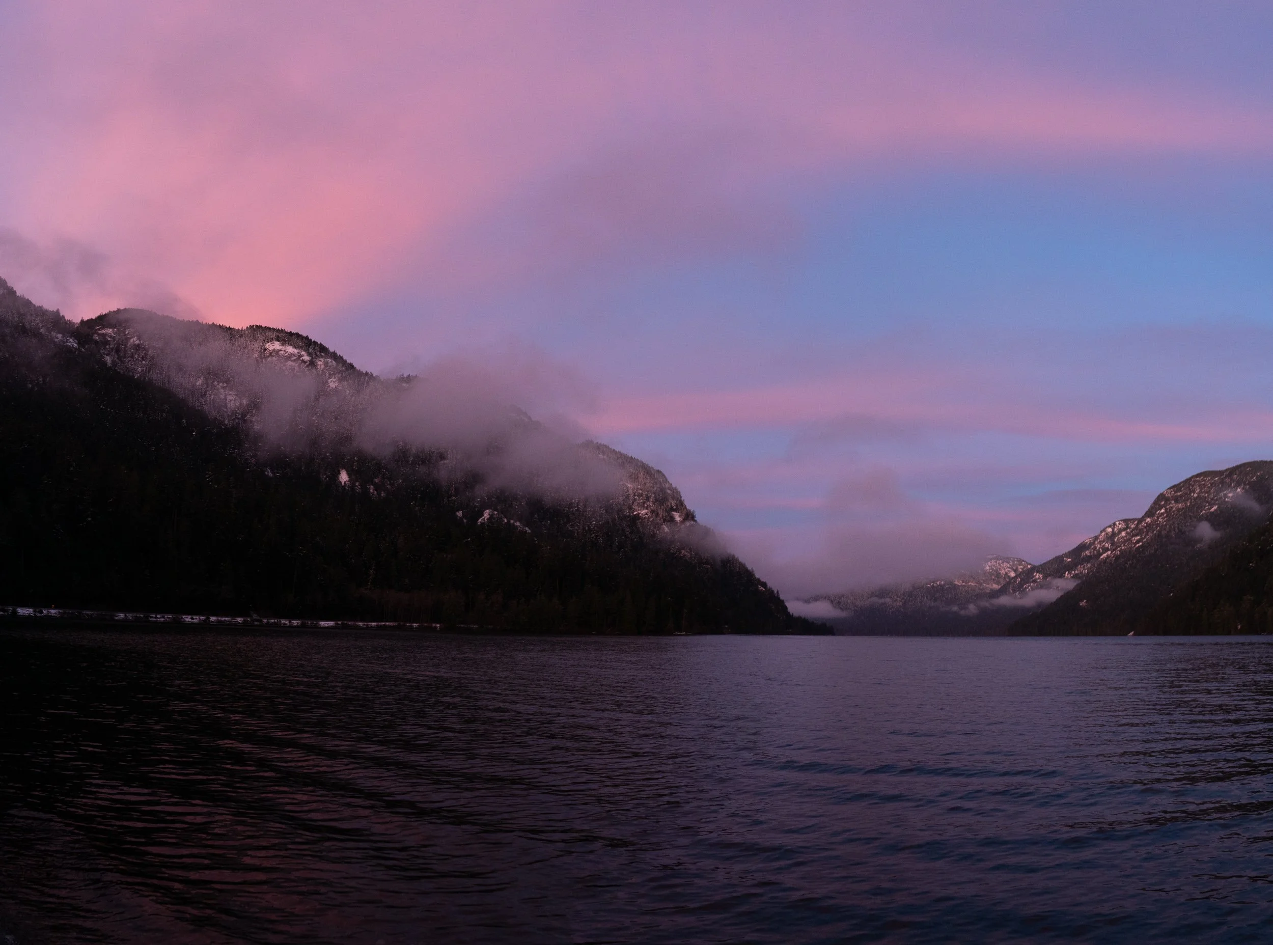 Cameron Lake on Vancouver Island in British Columbia in winter