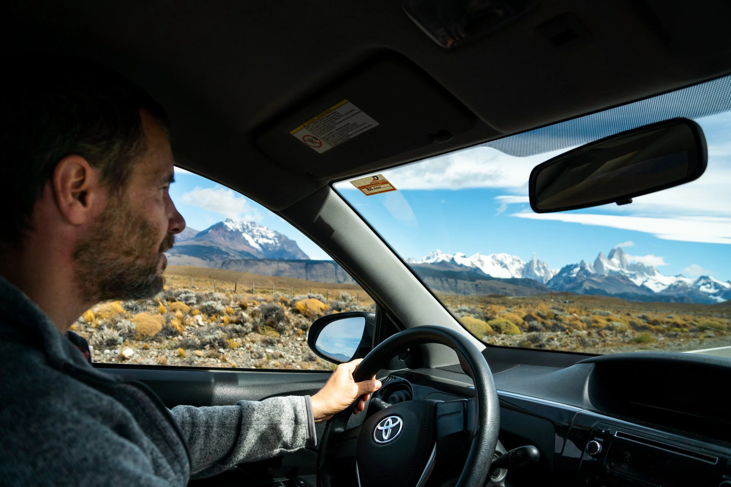 Driving towards Fitz Roy in Argentinian Patagonia