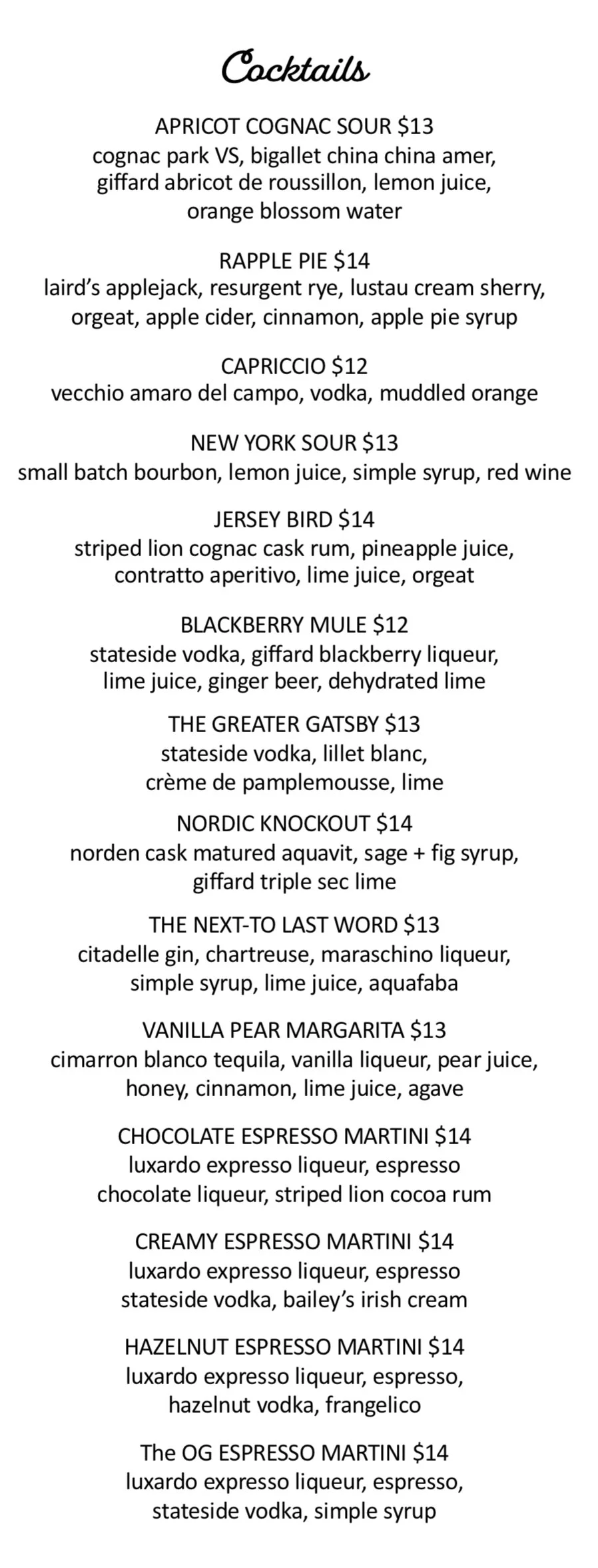 Cocktails + Beer — Versi Vino