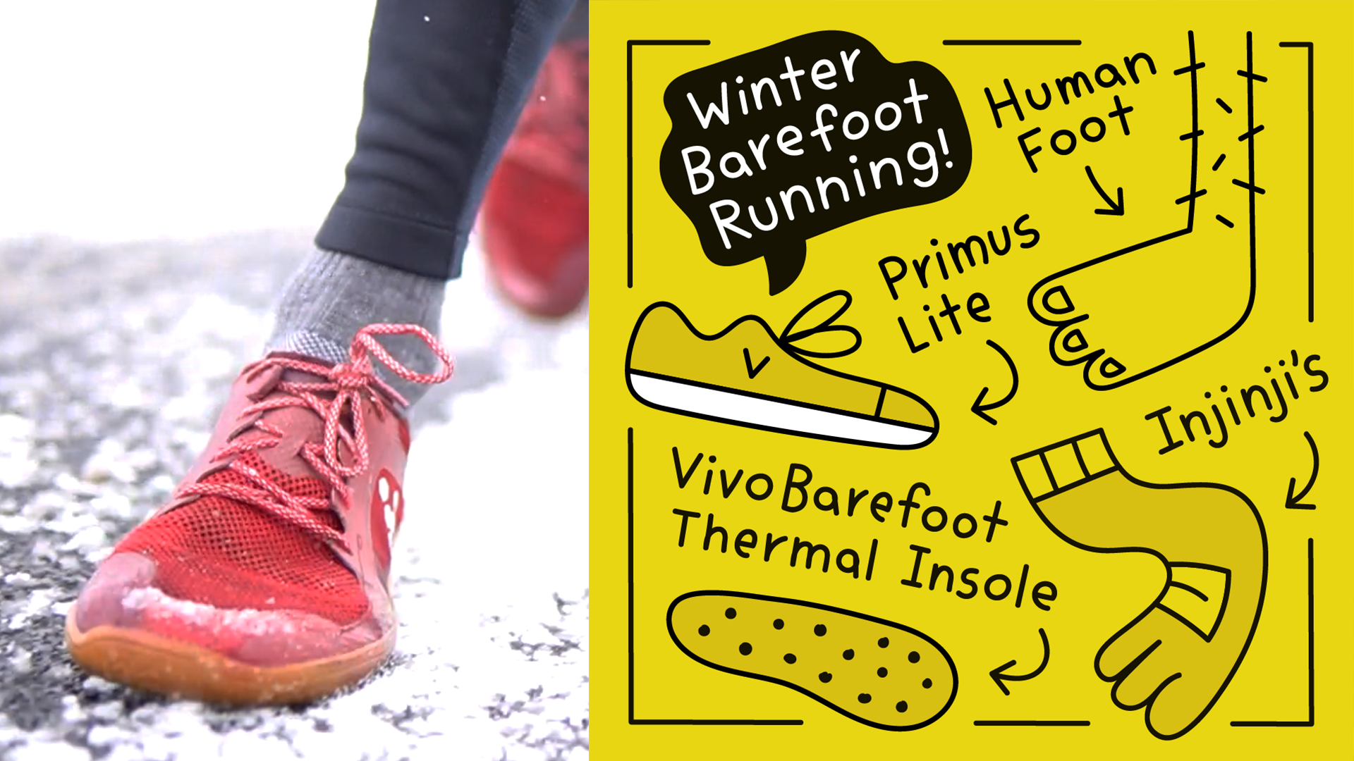 barefoot running winter