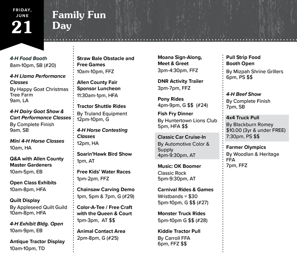 Allen County Fair Full Schedule — Allen County Fairgrounds