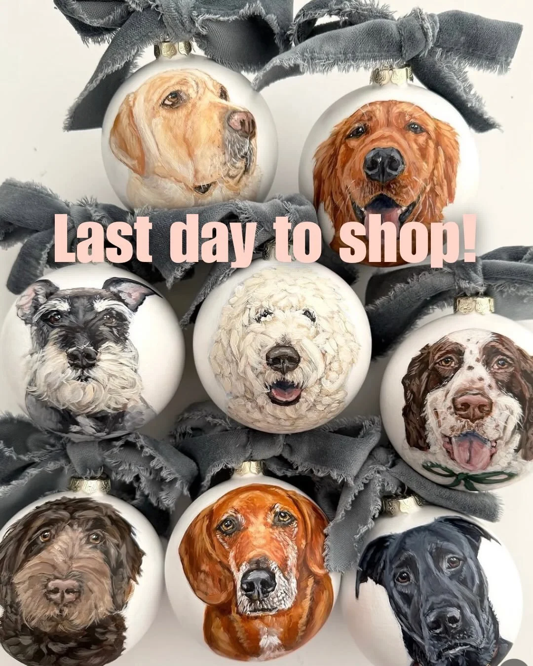 🎄 Last day, friends!  Christmas in June ends tonight! Save 15% and get free shipping on all custom orders.

Future you will be so glad your Christmas shopping is already done. 🎁

#christmaslist #alldone #giftjoy #gifthappiness #dogartwork