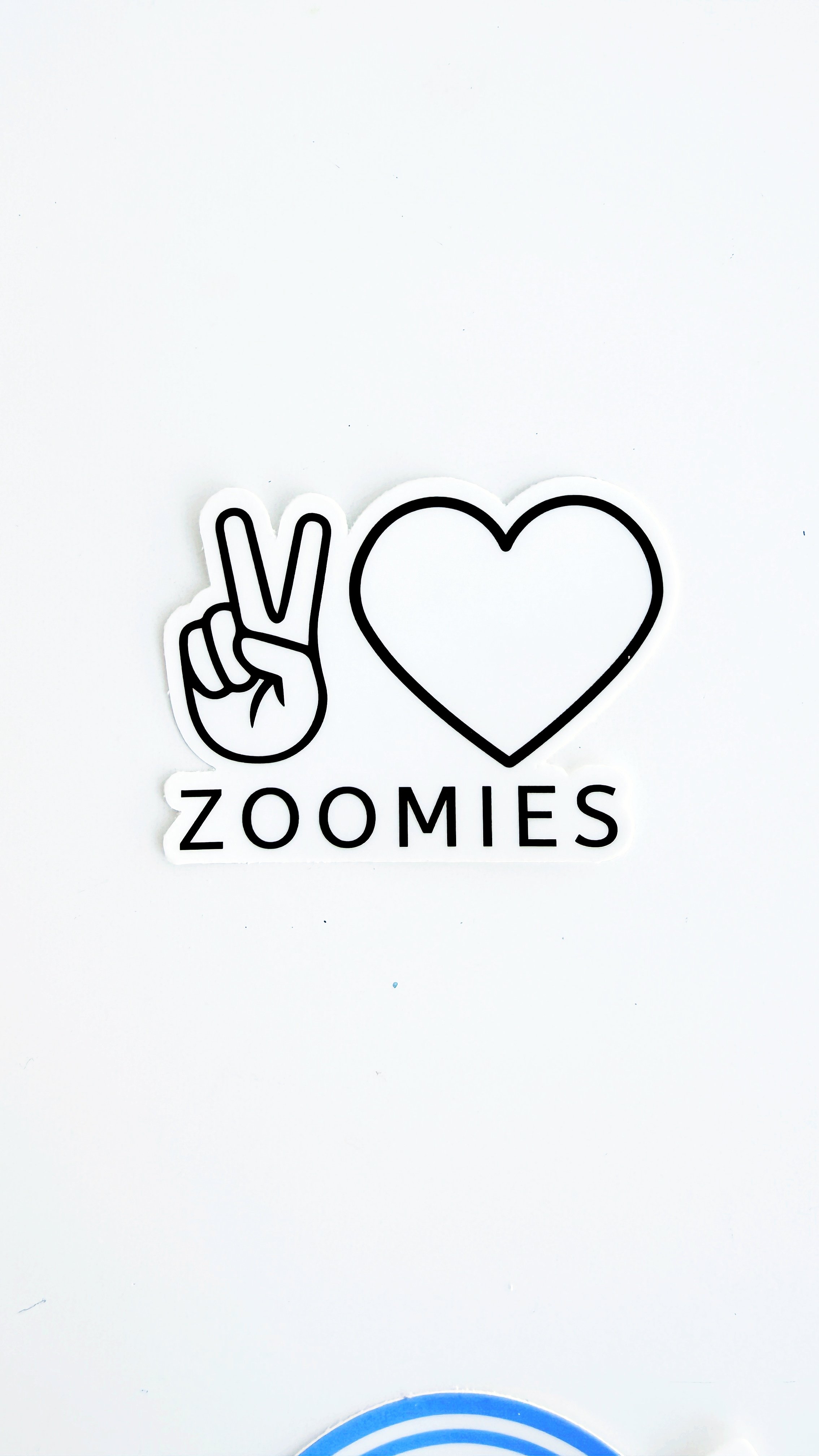 Peace, Love, Zoomies Black and White Sticker