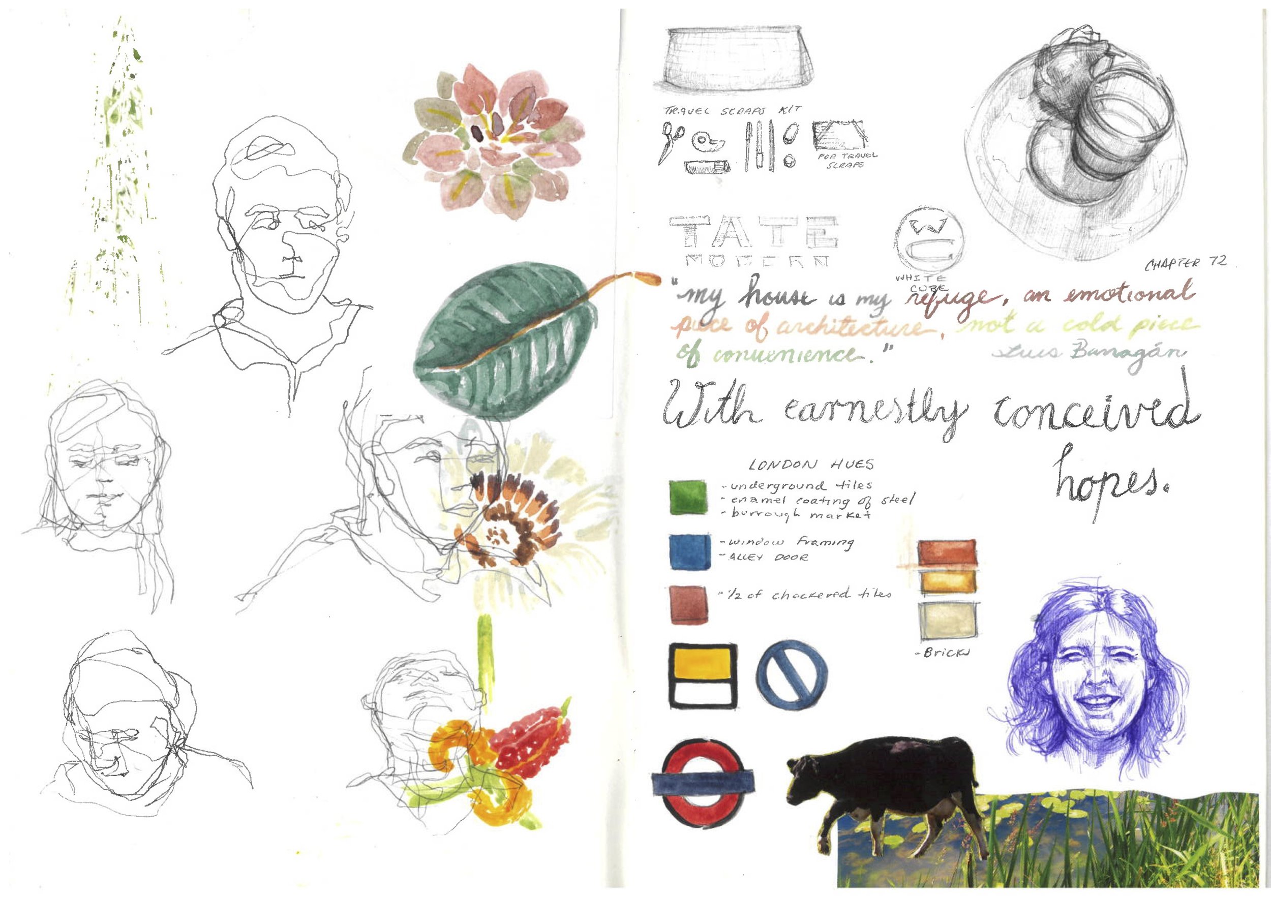 United Kingdom - pen, watercolor, collage, 2023