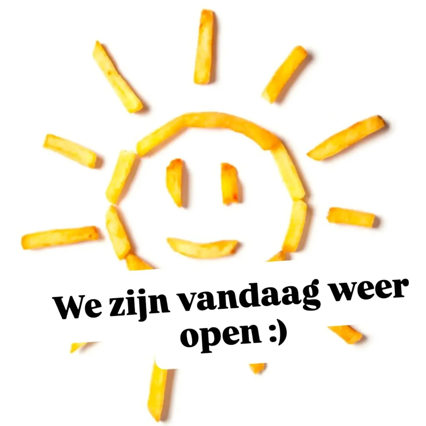 ☀️🍟 We gaan vandaag weer vanaf 12u open :). 
 Lekker frietjes of ijsjes eten na het zwemmen ;) ☀️🏊🍟