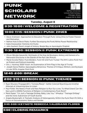 PSN US/Canada Conference Schedule — Punk Scholars Network