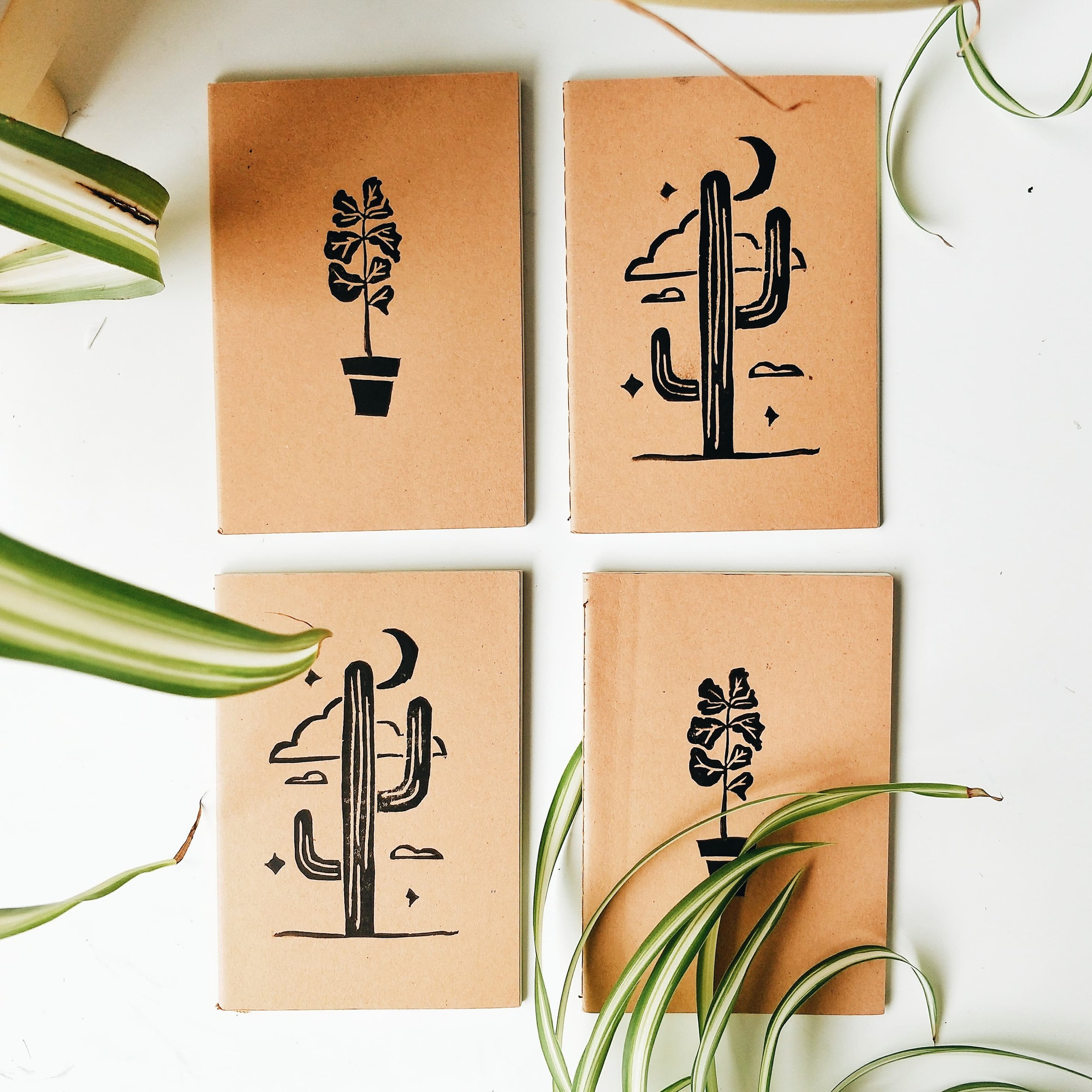 Pocket-notebook-handmade-block-printed-fiddle-fig-cactus-night-kraft-a6.jpg.jpg