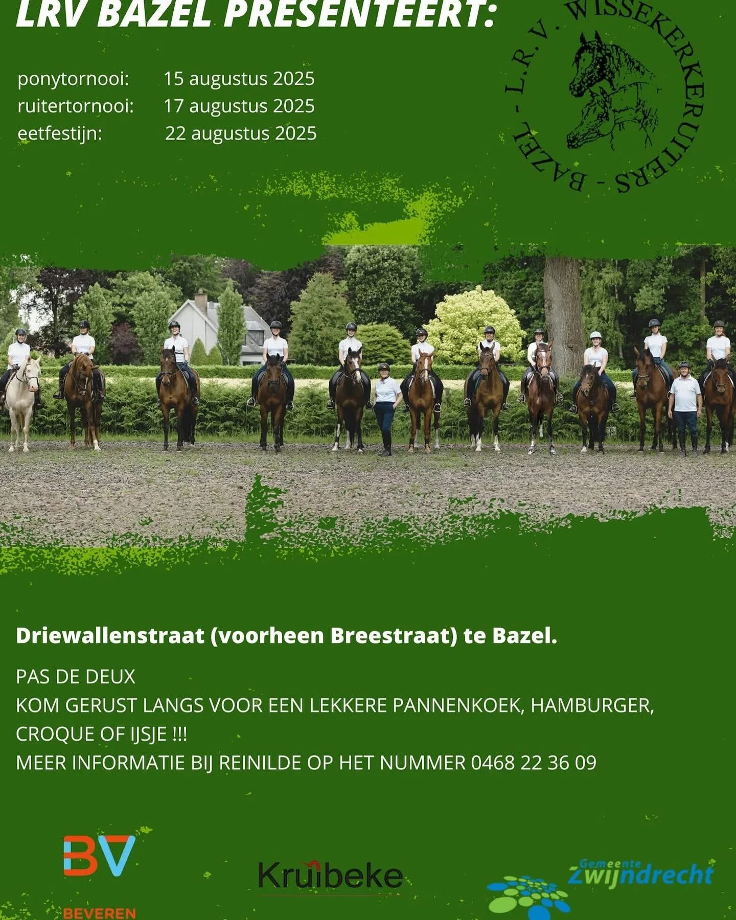Met plezier bouwen wij mee aan lokale evenementen.

🐎 Komend weekend staat het pony- en paardentornooi van LRV Bazel op het programma &ndash; een event voor ruiters &eacute;n toeschouwers! 🐎✨

📅 Ontdek het volledige programma via: https://www.face