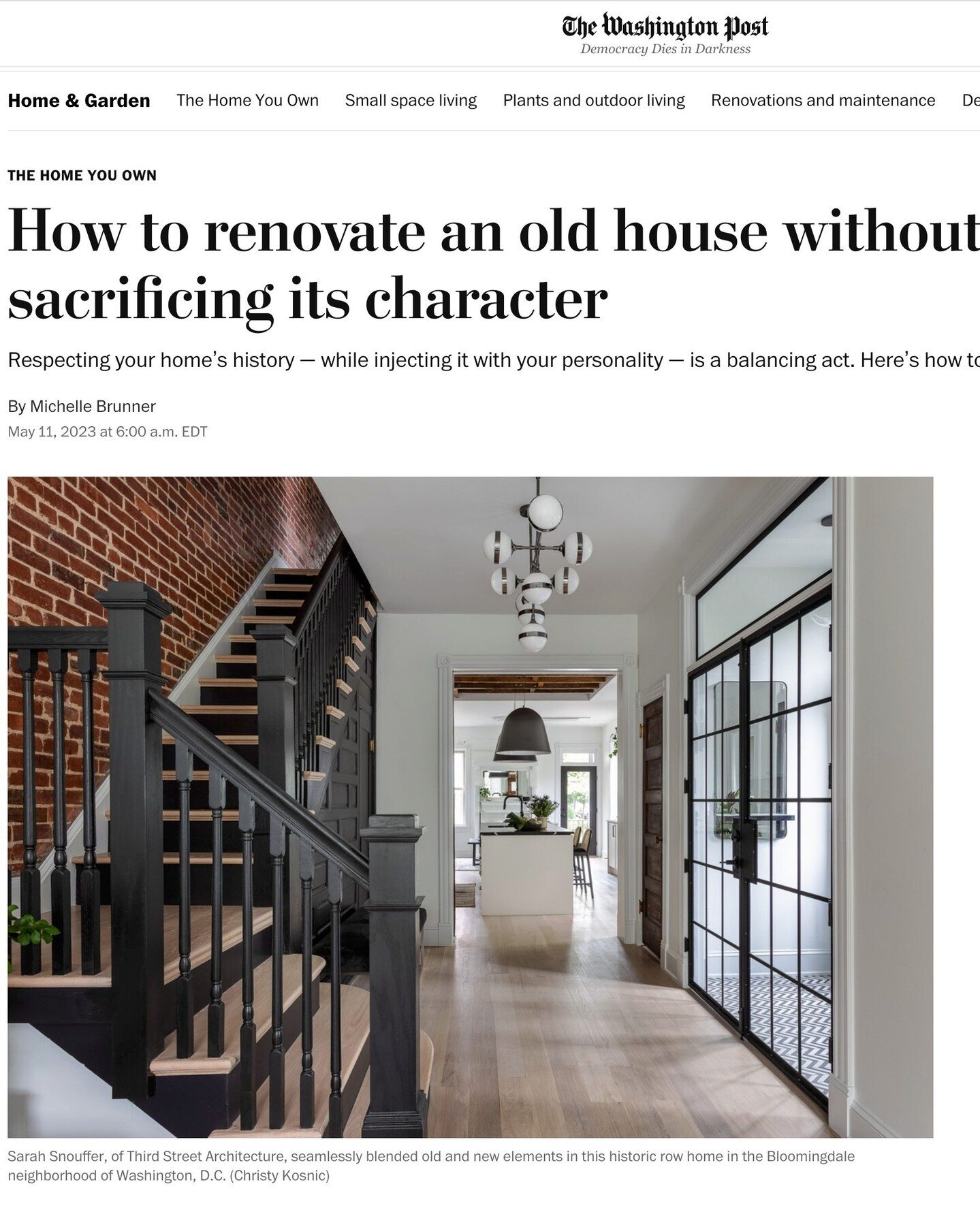 Super excited to see this gorgeous home featured in the @washingtonpost this morning. @thirdstreetarchitecture did an amazing job renovating this glorious home, highlighting it's best historical features while updating it for modern living.⁠
⁠
Photog