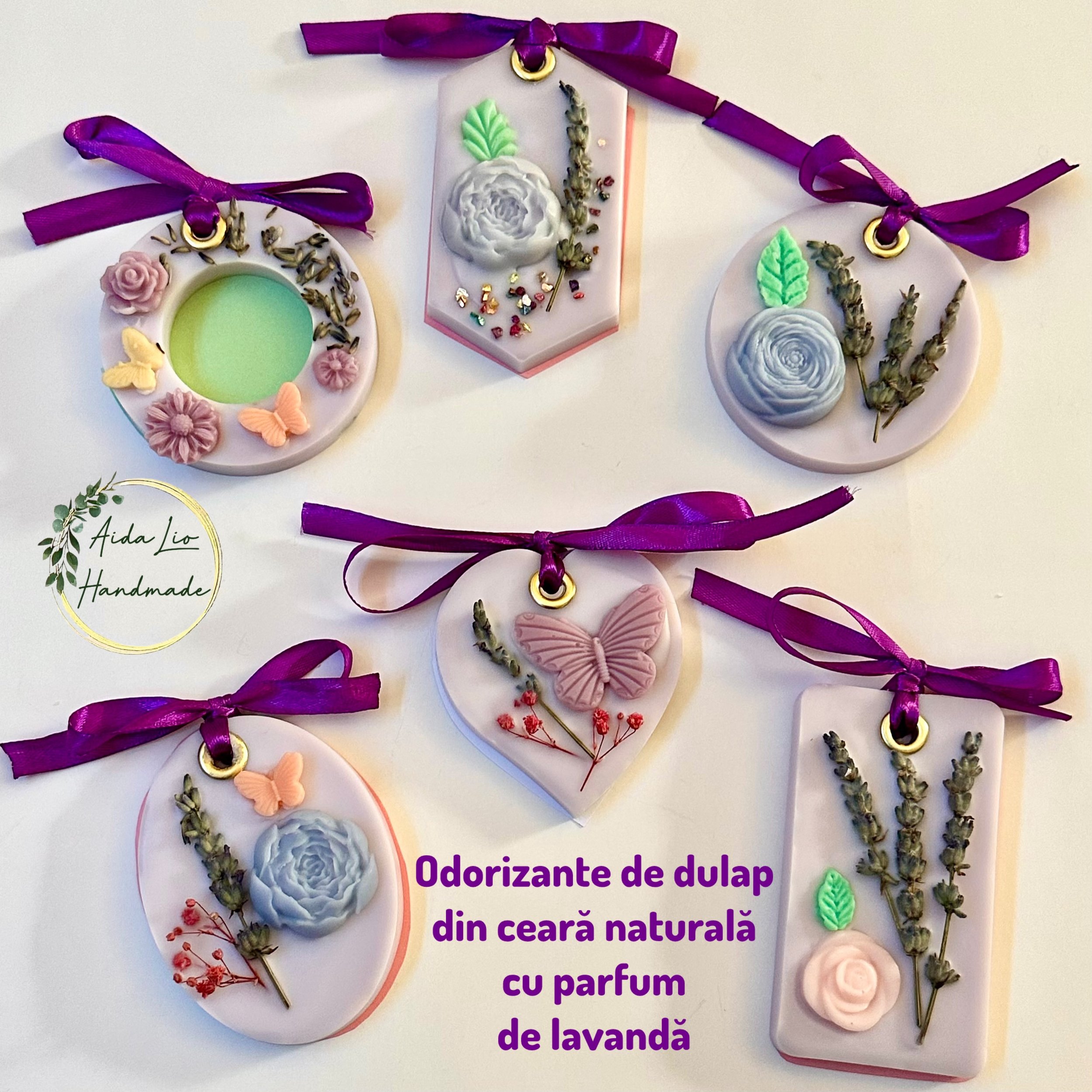 Provence - Odorizante de dulap din ceară naturală parfumată, turnate și decorate manual - 50 lei setul de 3 piese