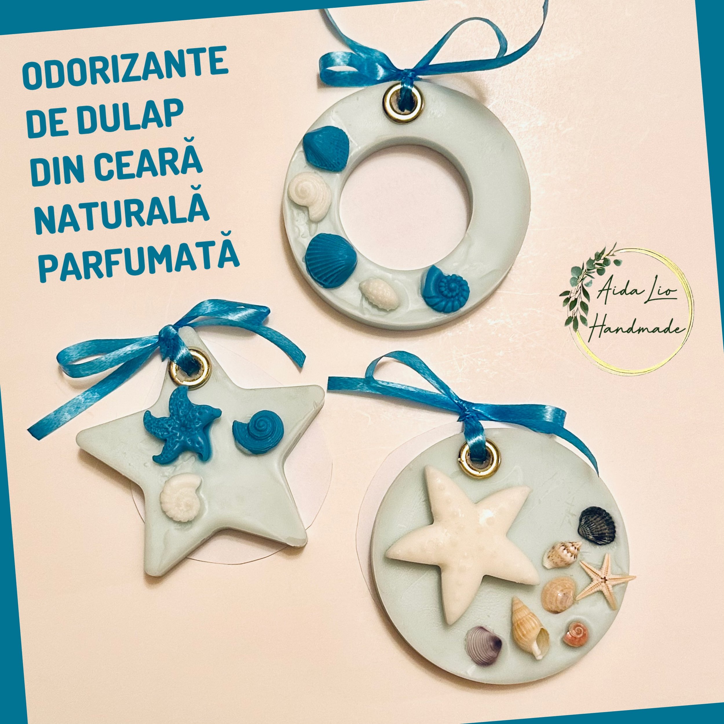 Ocean - Odorizante de dulap din ceară naturală, turnate și decorate manual - 50 lei setul de 3 piese