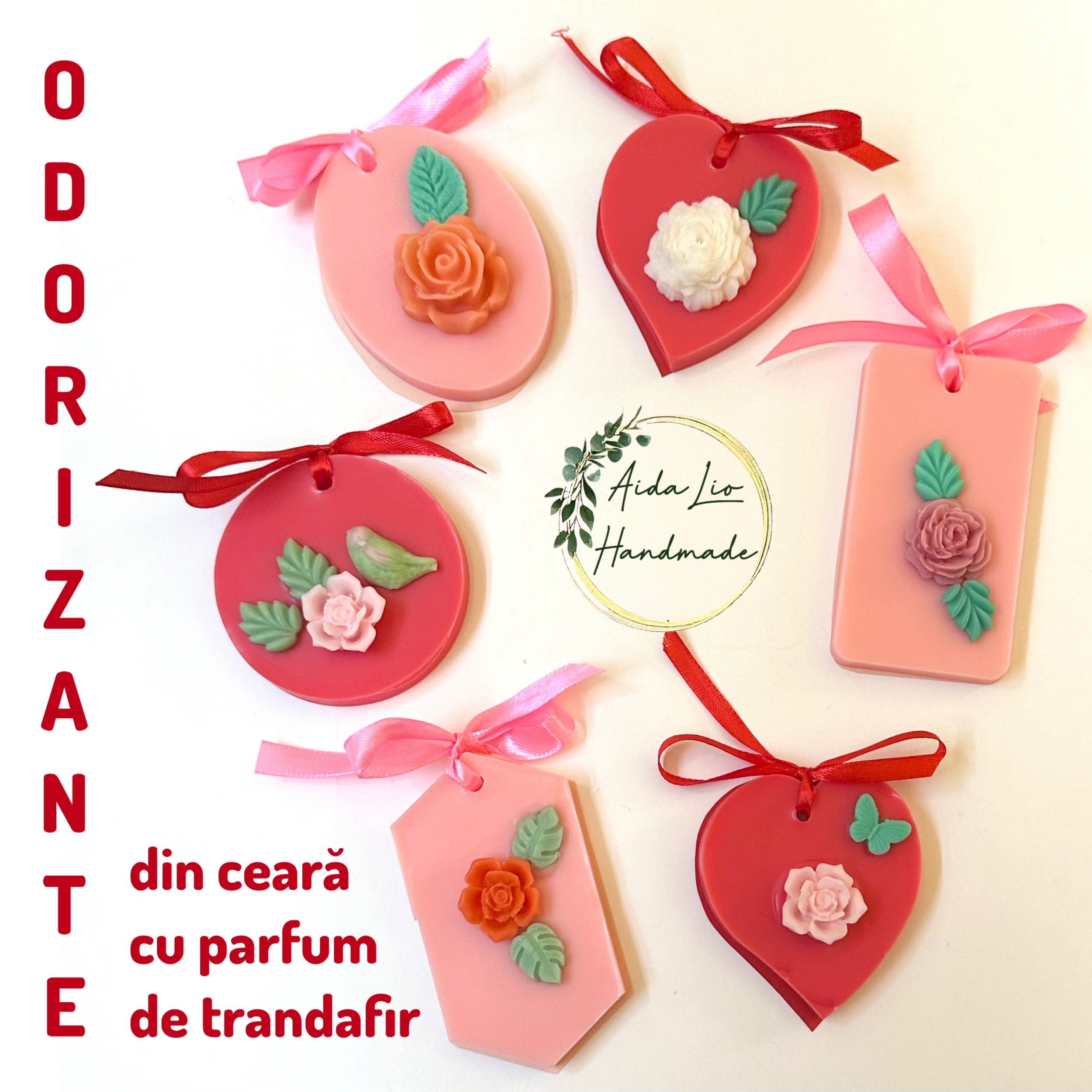 Luna Mai - Odorizante de dulap din ceară naturală parfumată, turnate și decorate manual - 50 lei setul de 3 piese