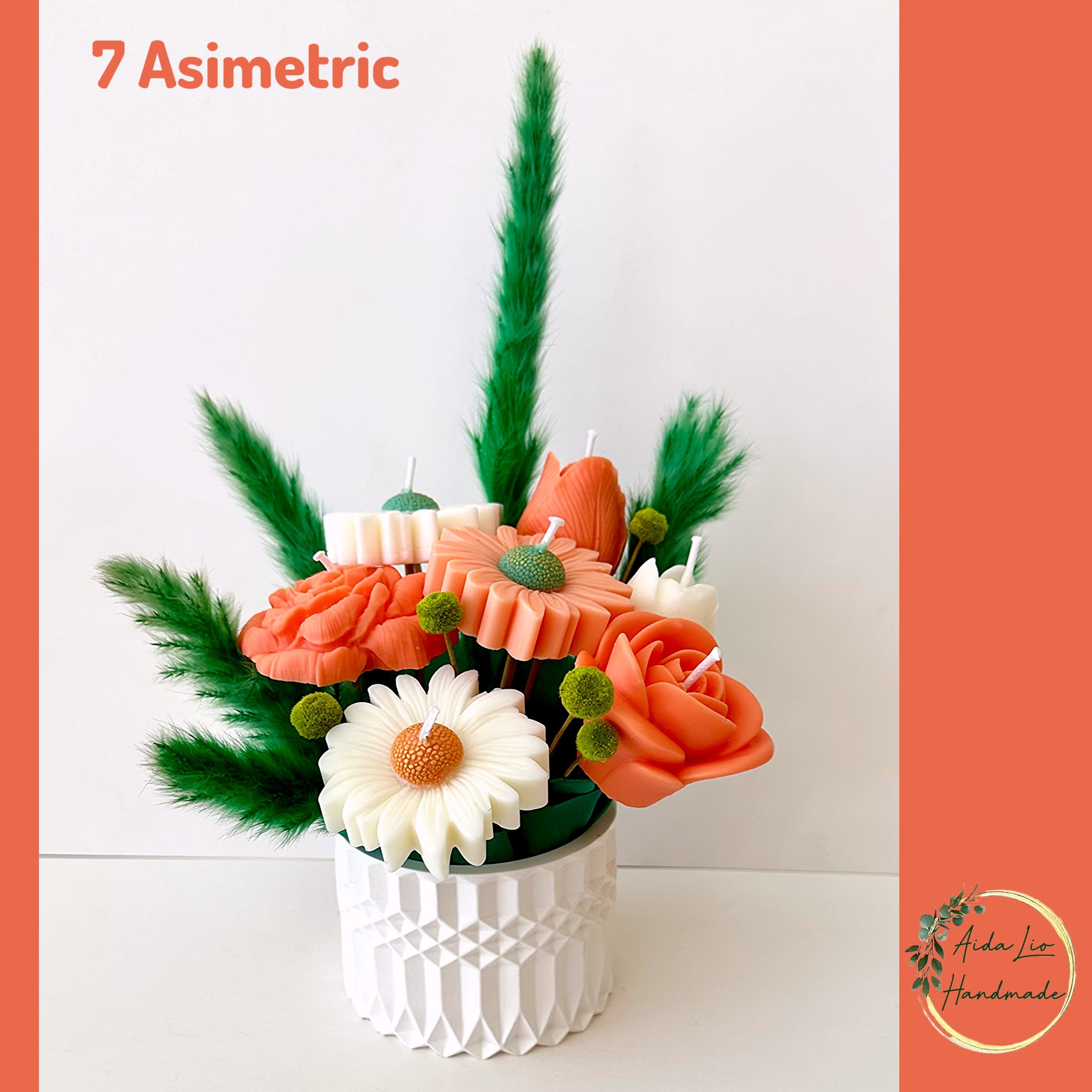 7 Asimetric - Aranjament handmade cu flori de ceară naturală cu parfum floral în bol ceramic turnat manual - 150 lei
* Fiecare lumânare floare se va utiliza separat, iar cele mici, fără fitil se pot topi în vase de aromaterapie.
* Folosirea lumânări