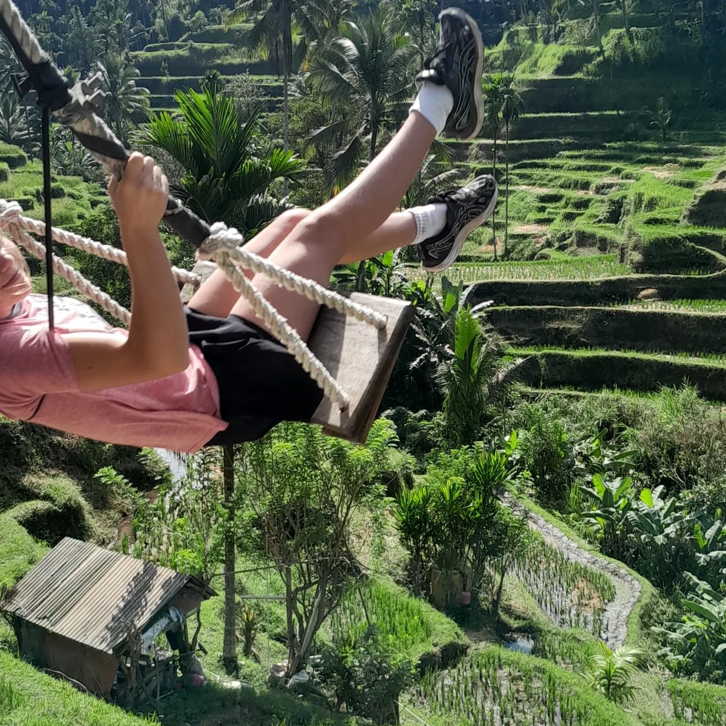 5-night yoga, cultural retreat in Bali.
3rd - 8th July.
www.juliestephensyoga.co.nz 

This photo was taken on our full day mountain bike adventure.

We got picked up around 9 am, stopped at this lush location for a yummy breakfast, and had a swing ov