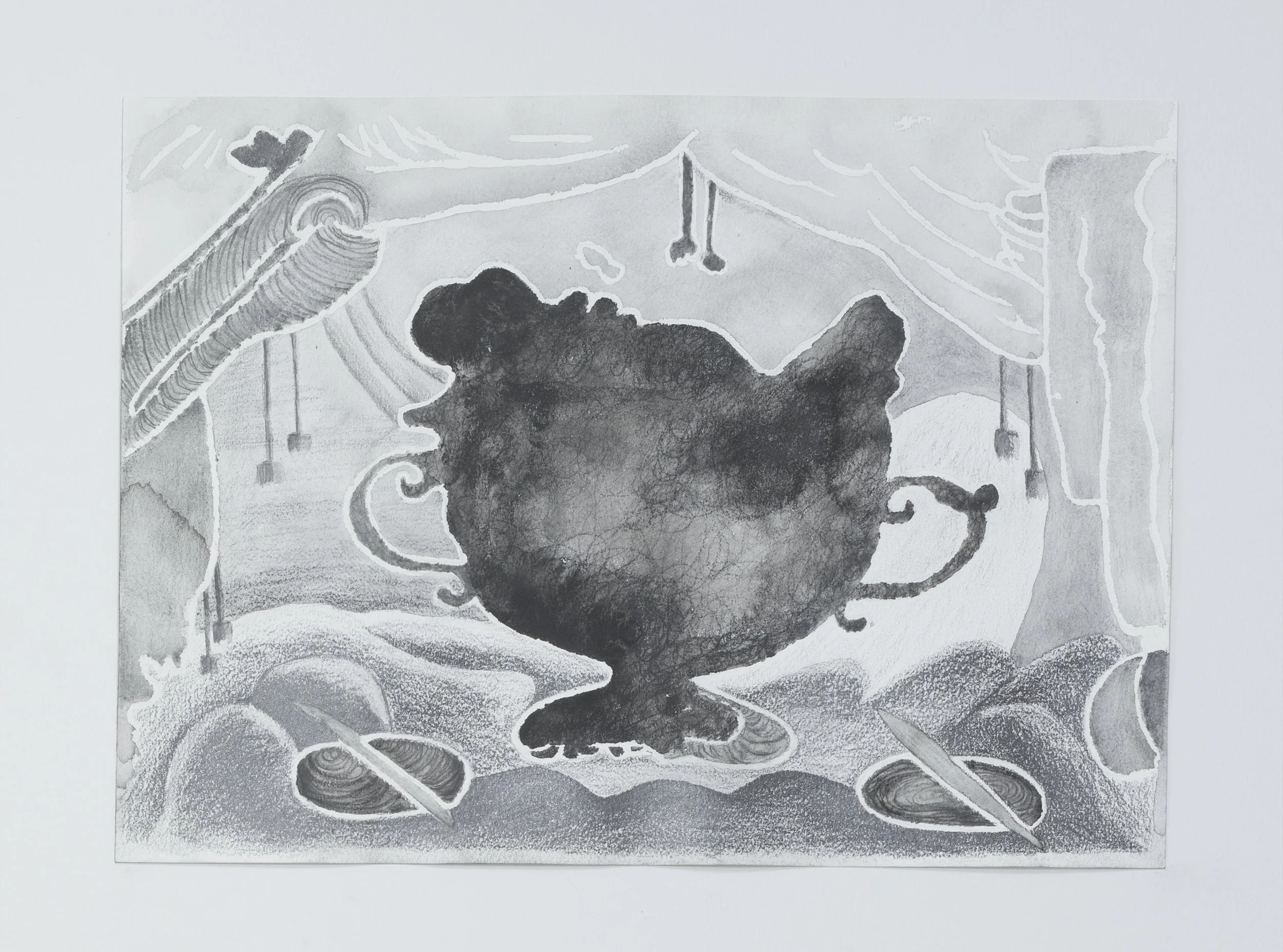 Riso Series of Urn Drawing, Riso prints and Ink Drawing on A3