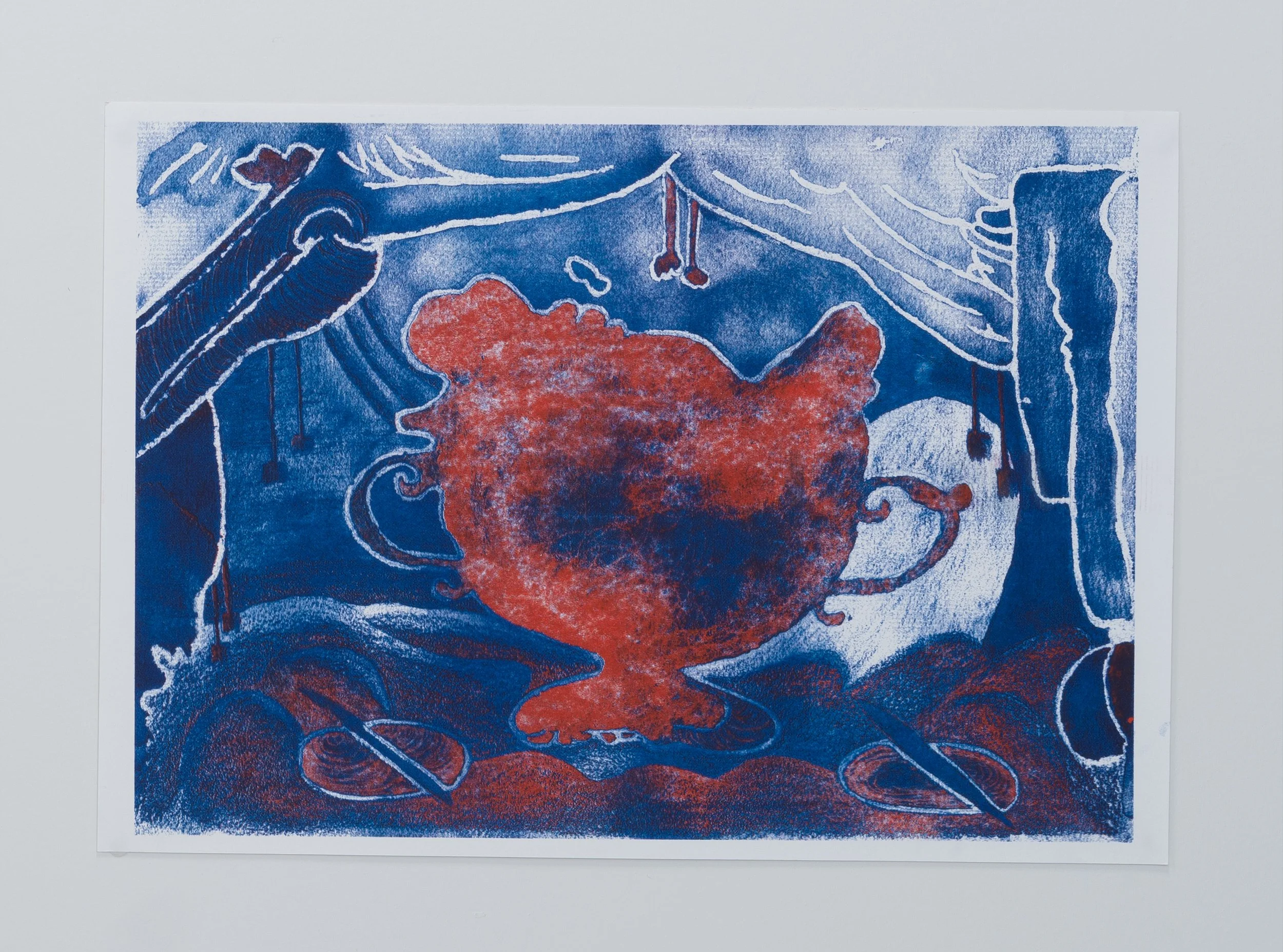 Urn Drawing, 2025. Risograph print on watercolor paper, A3.