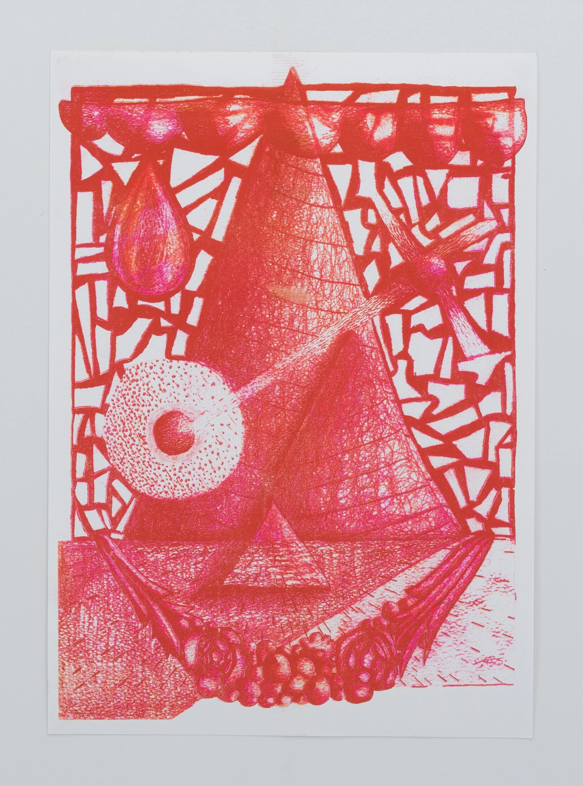 Riso Series of Transcendental Drawing, Riso prints and Graphite Drawing on A3