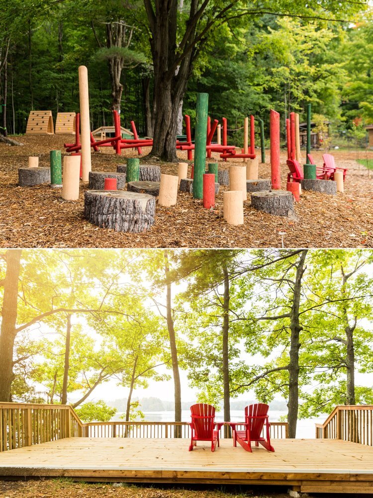 photographs of the outdoor kids play area at the opinicon resort