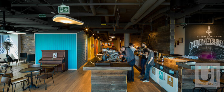 commercial photos of the cafe at Shopify