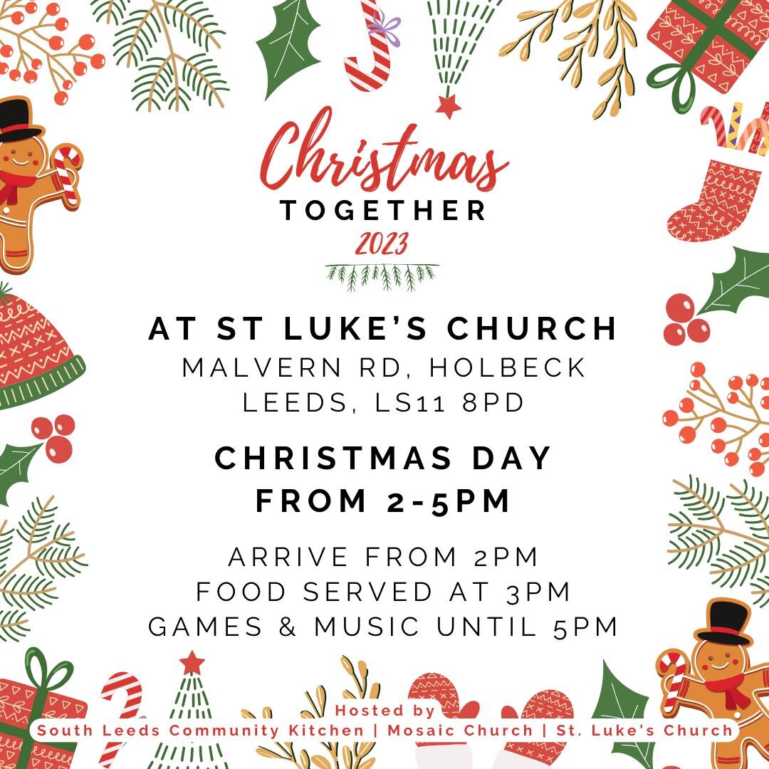 You are invited to this year's Christmas Together event - a local project serving a free hot meal and creating community for those without on Christmas Day. Bring a friend!