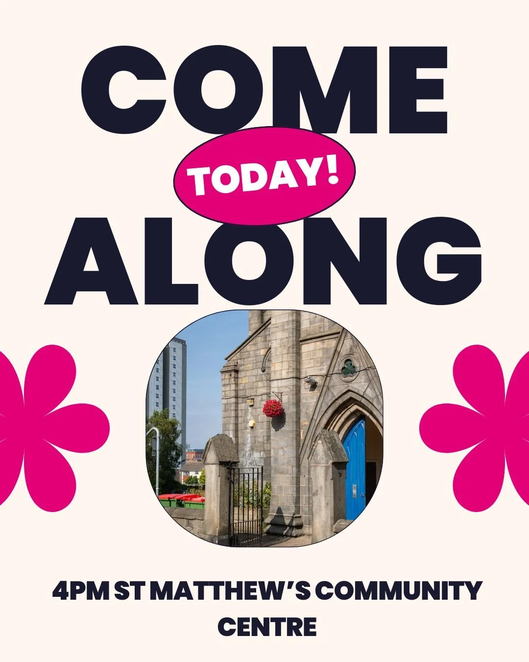 We are meeting today! 4pm at St Matthew's Community Centre.  What a great chance to just stop by, grab a drink, hear a short talk, take a moment and reset yourself for the week ahead.  Everyone is welcome and you can just turn up today - there is no 
