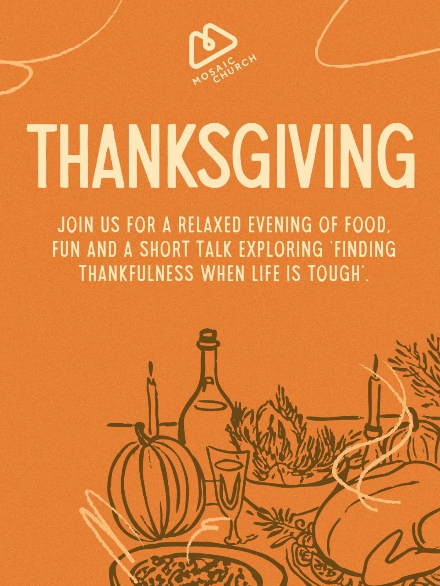 Students and Young Adults assemble, it's Thanksgiving 🦃🍽️ 

Back by popular demand is our thanksgiving meal. 
Join for an evening of free food, Friendship and a short talk on 'finding thankfulness even when life can be tough' 

Whether you're alrea