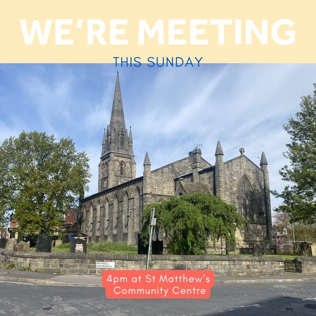 We're meeting this Sunday at St. Matthew's Community Centre. 
Come and join us for a wonderful time of worship, fellowship and hot drink!
See you there!
