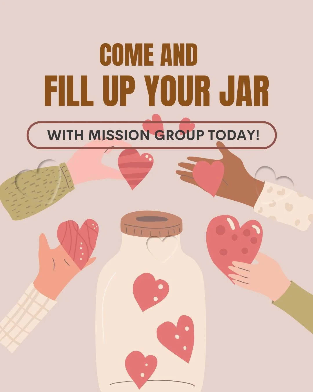 Come and fill up your jar with Mission Group today. Whether you've been a part or have never been to one before - all are welcome!
Join us for a warm time of prayer, encouragement, and a cuppa!