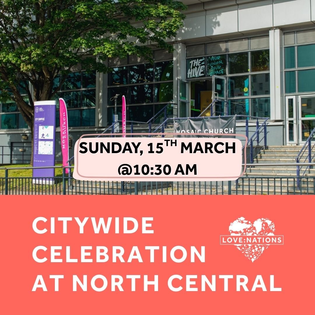 This Sunday, 15th March, We will meet at 10:30 am for our Citywide Celebration at North Central Gathering, Leeds Beckett Students' Union, Leeds LS1 3HE. If you need more information, please contact Hannah.
We look forward to meeting you there!