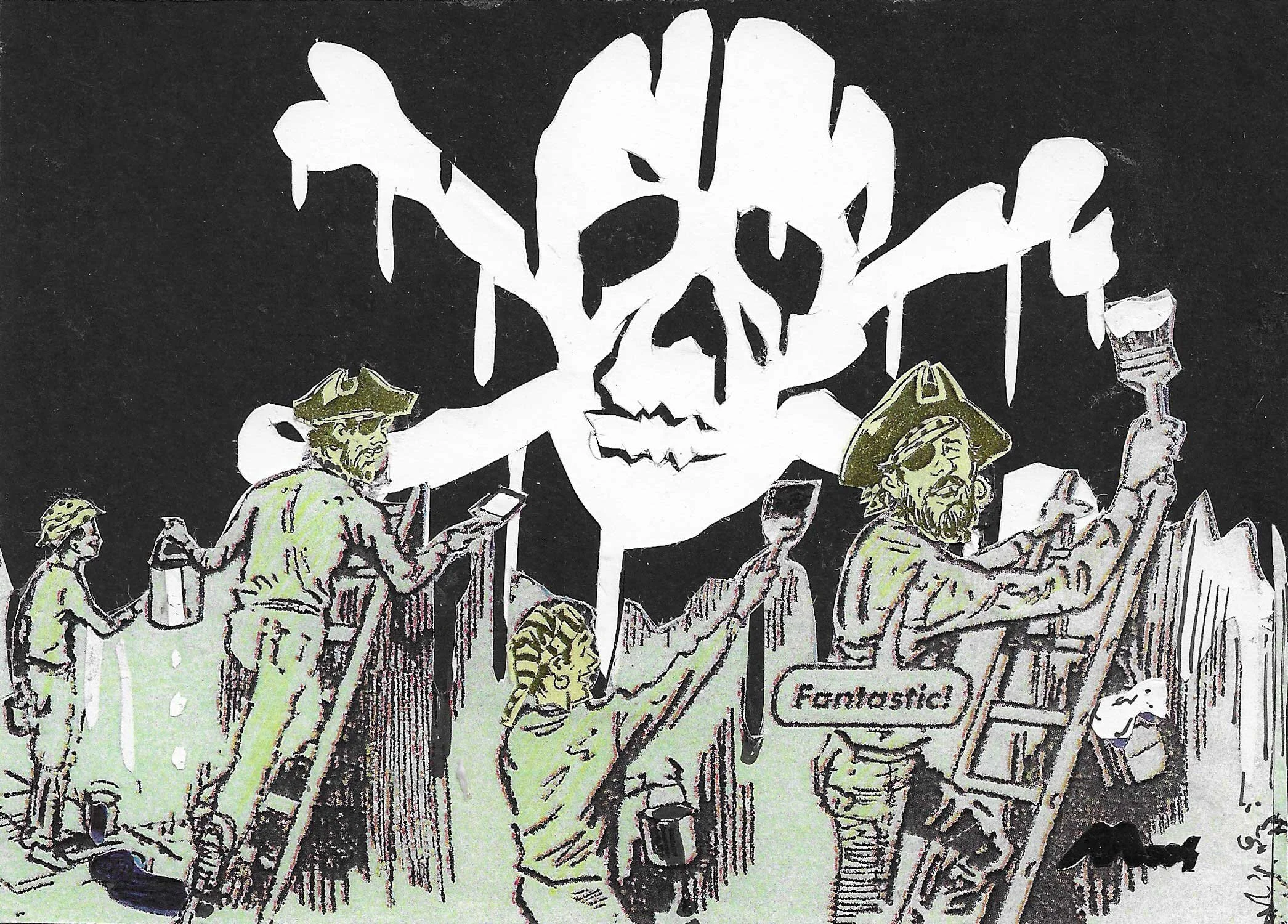 On The Wall, Collage, 177 x 127 mm. Unique. Ref 444. (£325 framed)