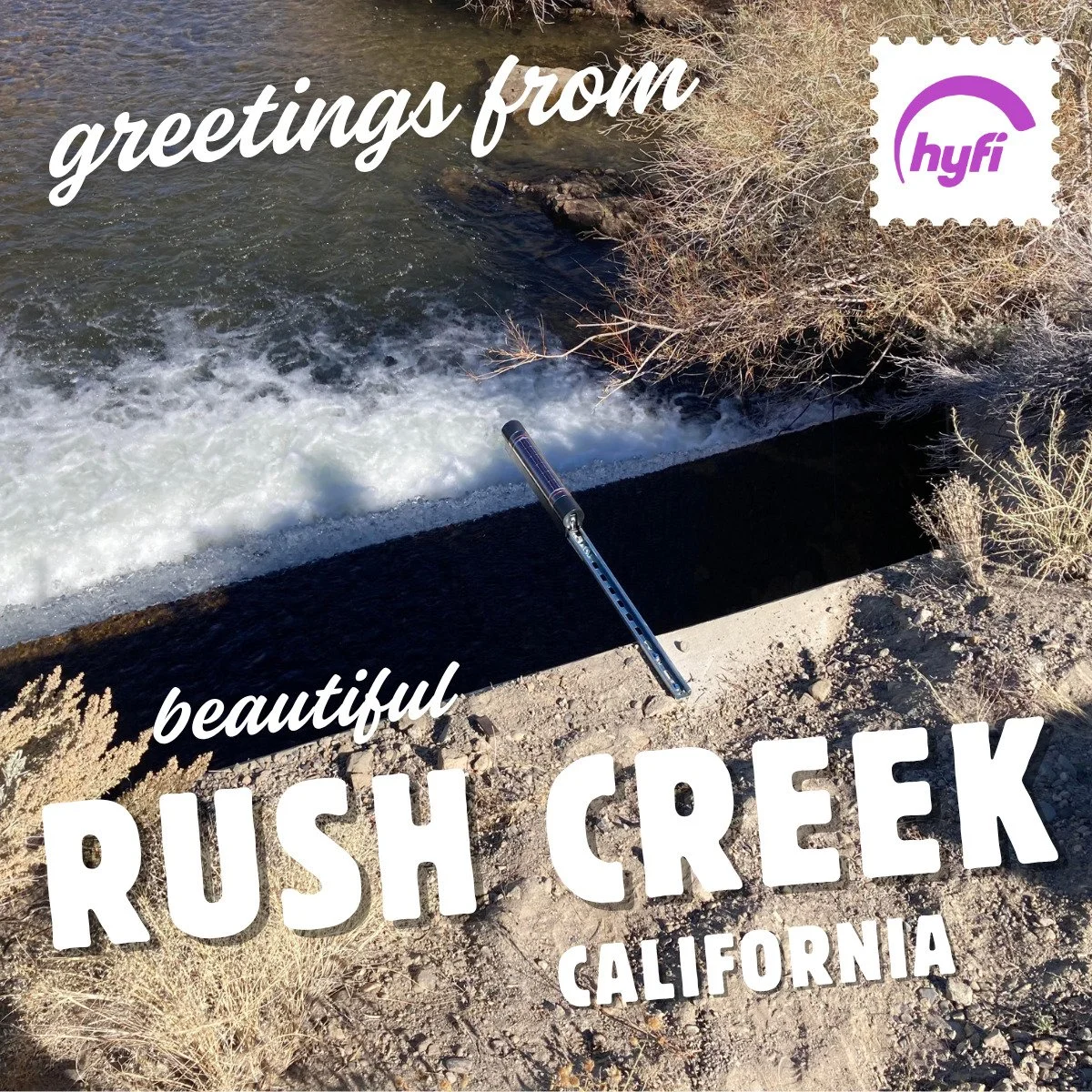 Greetings from Hyfi, wish you were here at beautiful Rush Creek in Mono County, California!

We've partnered with the Mono Lake Committee to monitor flows from Rush Creek into Mono Lake, just east of Yosemite National Park. This data is being used to