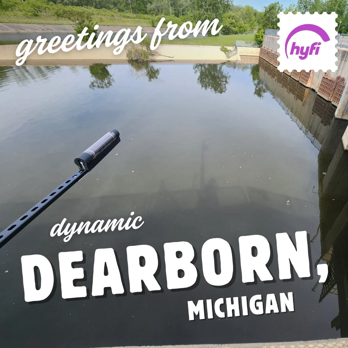 Greetings from Hyfi, wish you were here in dynamic Dearborn, Michigan!

Michigan is no stranger to heavy rain. At this deployment on the Rouge River, the strategically placed Hyfi monitor alerts teams promptly when water levels in the catchment start